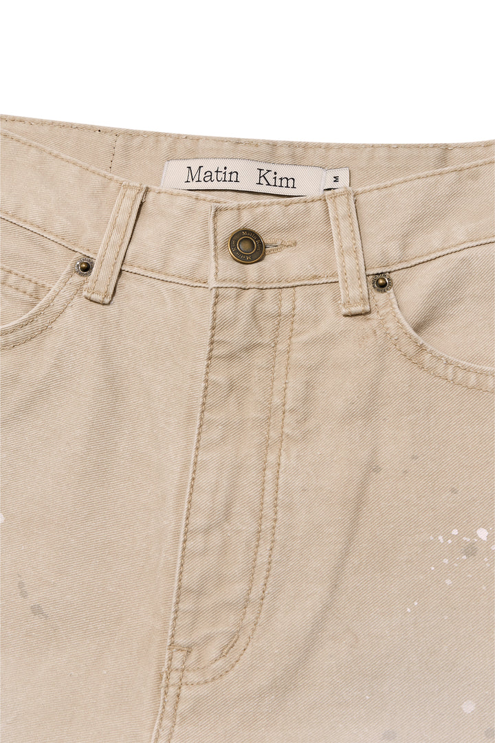Matin Kim Unbalance Cut Point Vintage Cotton Pants — Beige