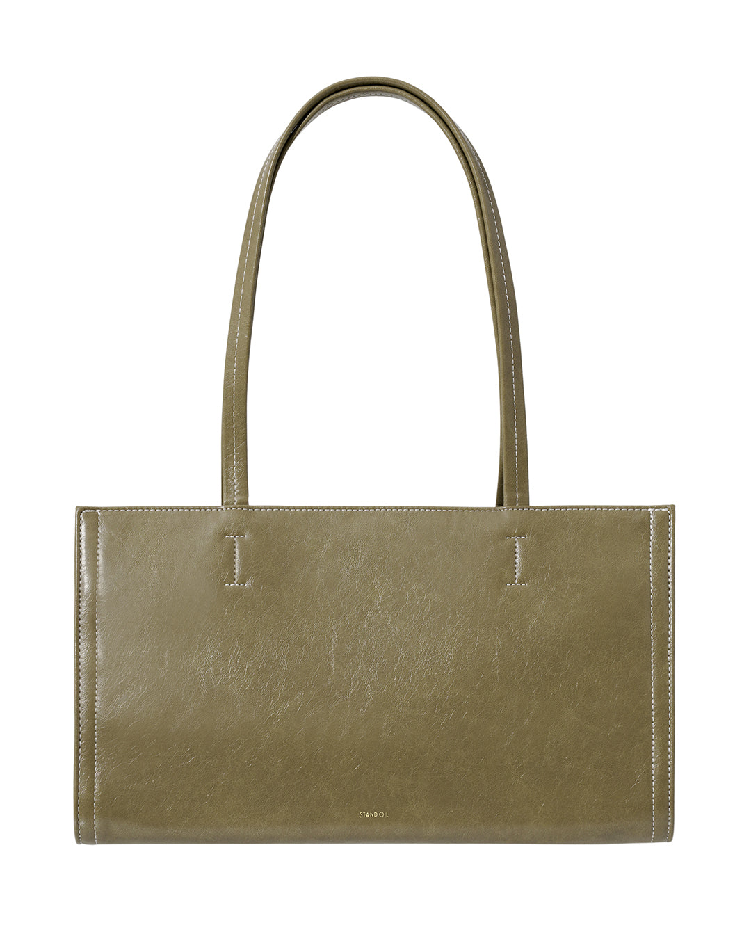 Stand Oil Oblong Bag — Structured Shoulder — Basil green