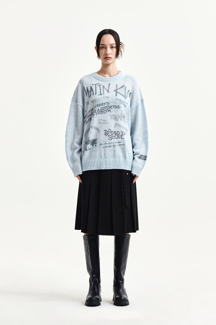 Matin Kim Belted Slit Pleat Skirt — Black