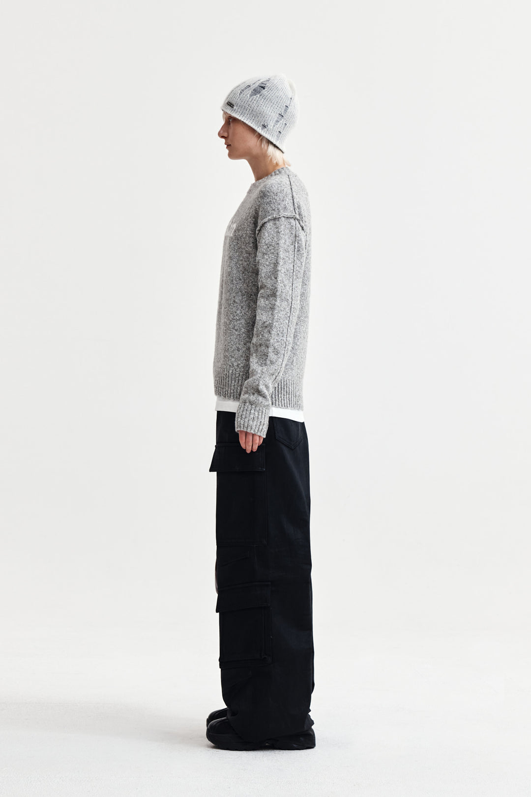 Matin Kim Mixed Yarn Knit Pullover — Gray