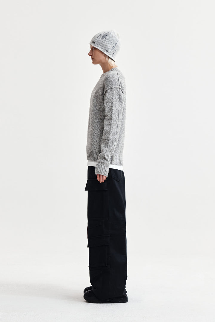 Matin Kim Mixed Yarn Knit Pullover — Gray