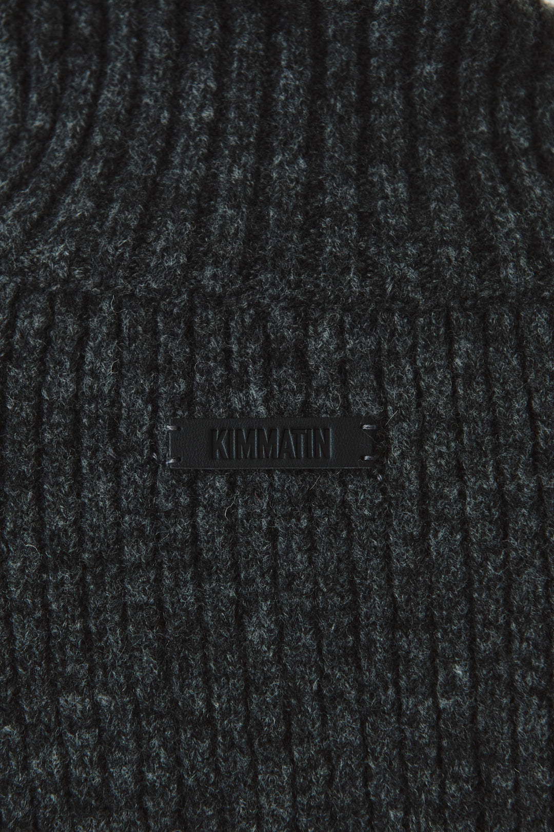 KIMMATIN Button Slit Knit Dress — Charcoal