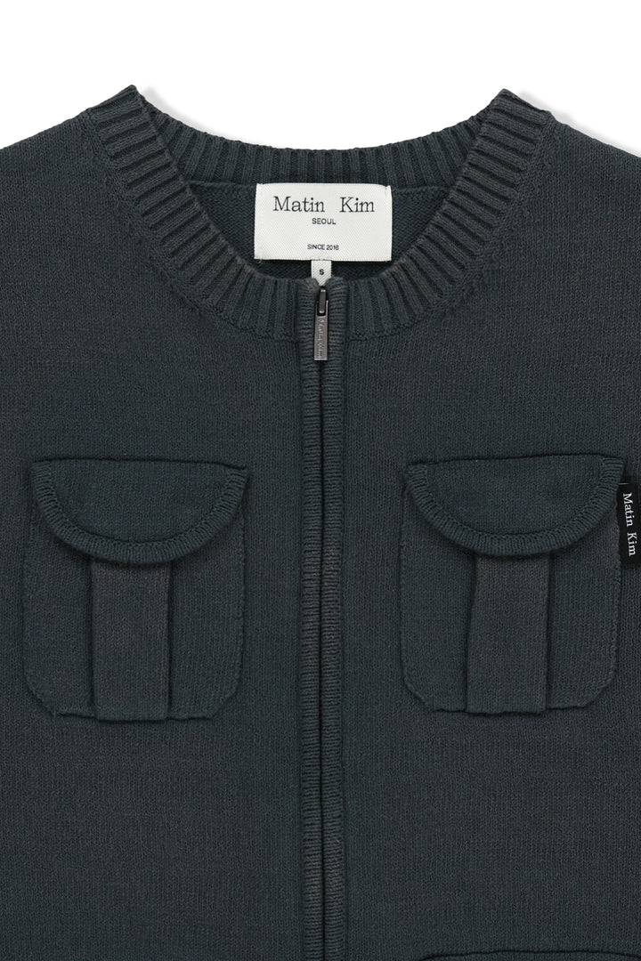 Matin Kim Pocket Washed Knit Vest — Charcoal