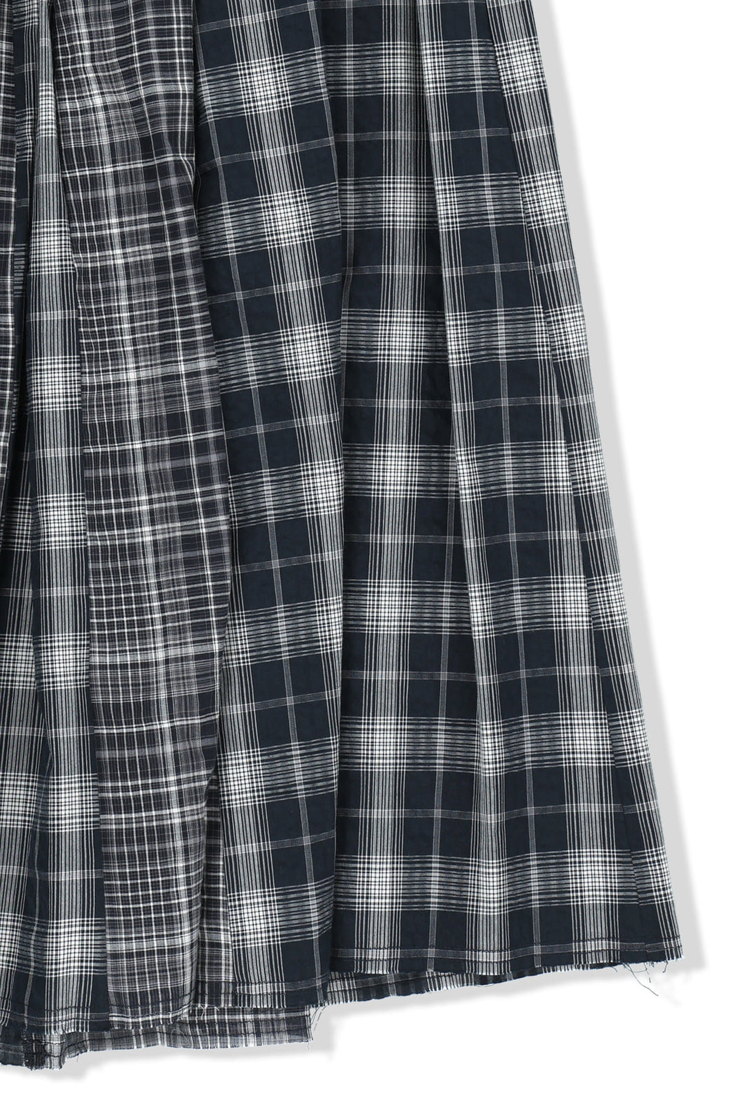 Matin Kim Mixed Check Sleeve Tie Flare Skirt — Navy blue