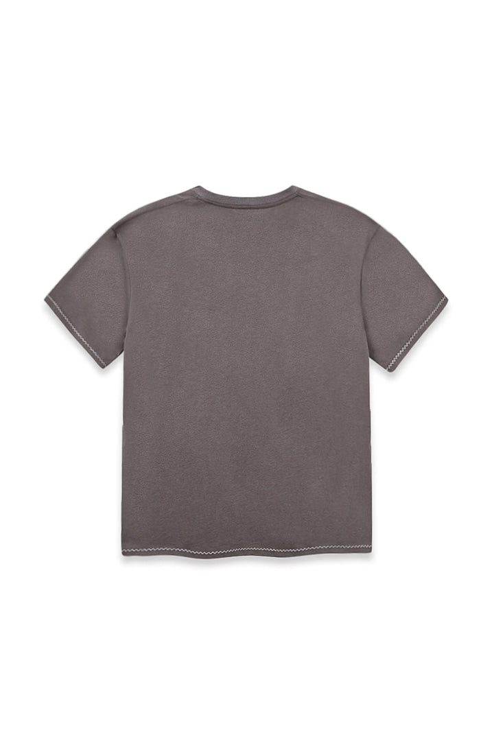 Matin Kim Doodle Logo Graphic Top — Charcoal