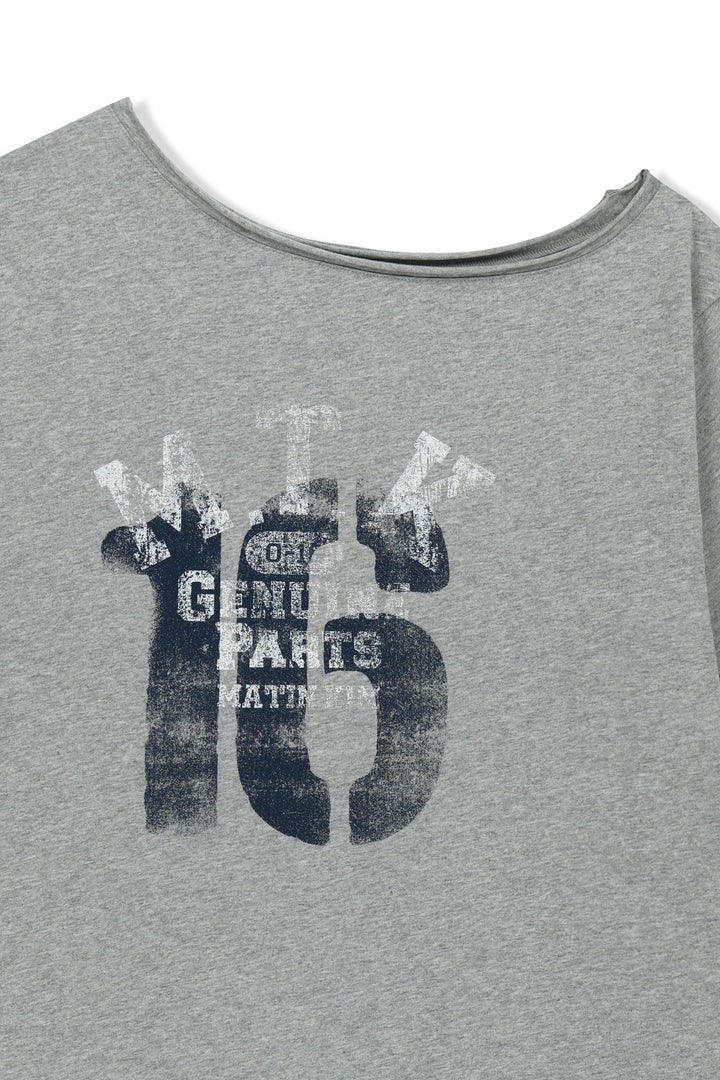 Matin Kim MTK 16 Graffiti Logo Asymmetric Top — Gray