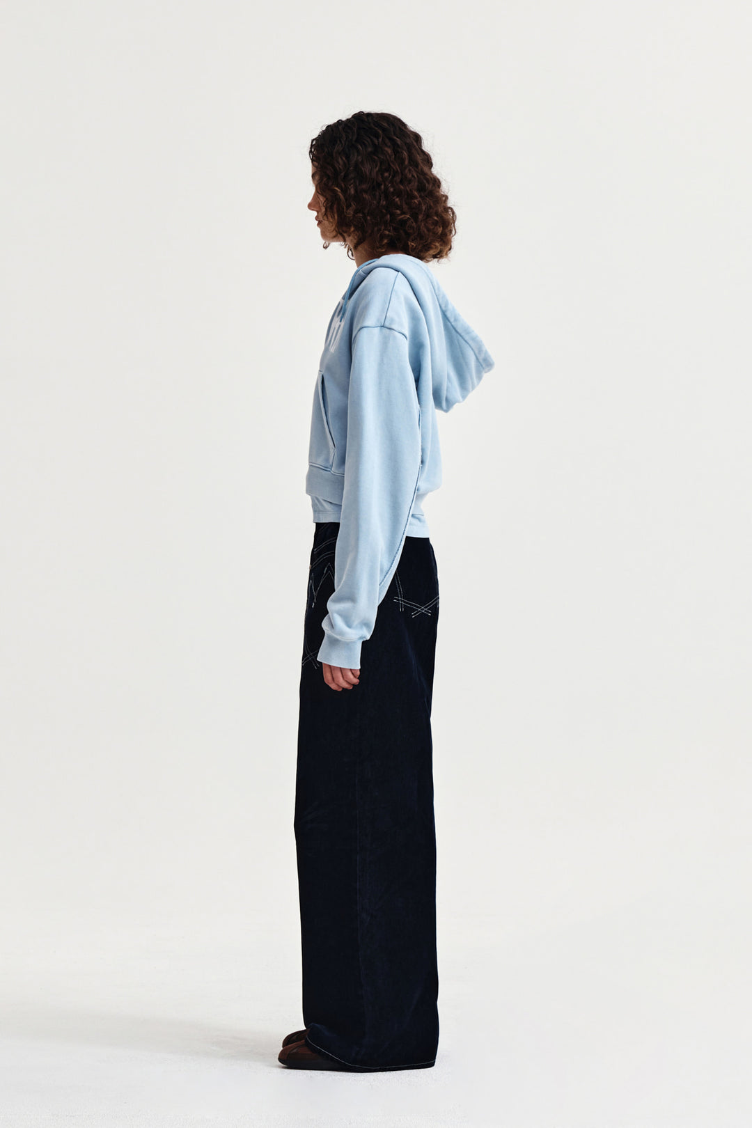 Matin Kim Washed Layered Crop Hoody Sky