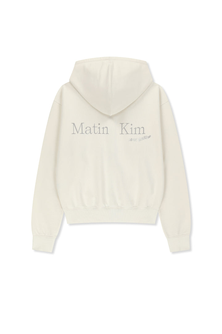 Matin Kim Back Logo Essential Zip Hoodie — Ivory