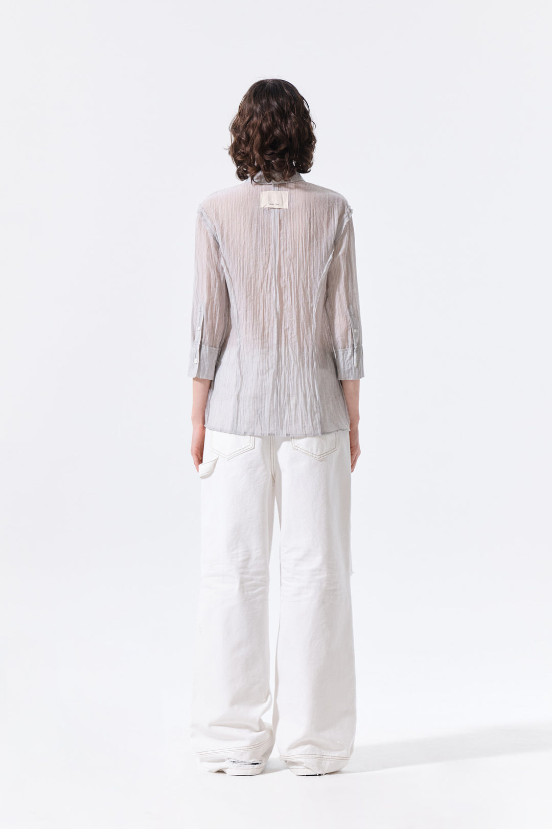 Matin Kim Raw Edge Crinkle Blouse — Light Grey