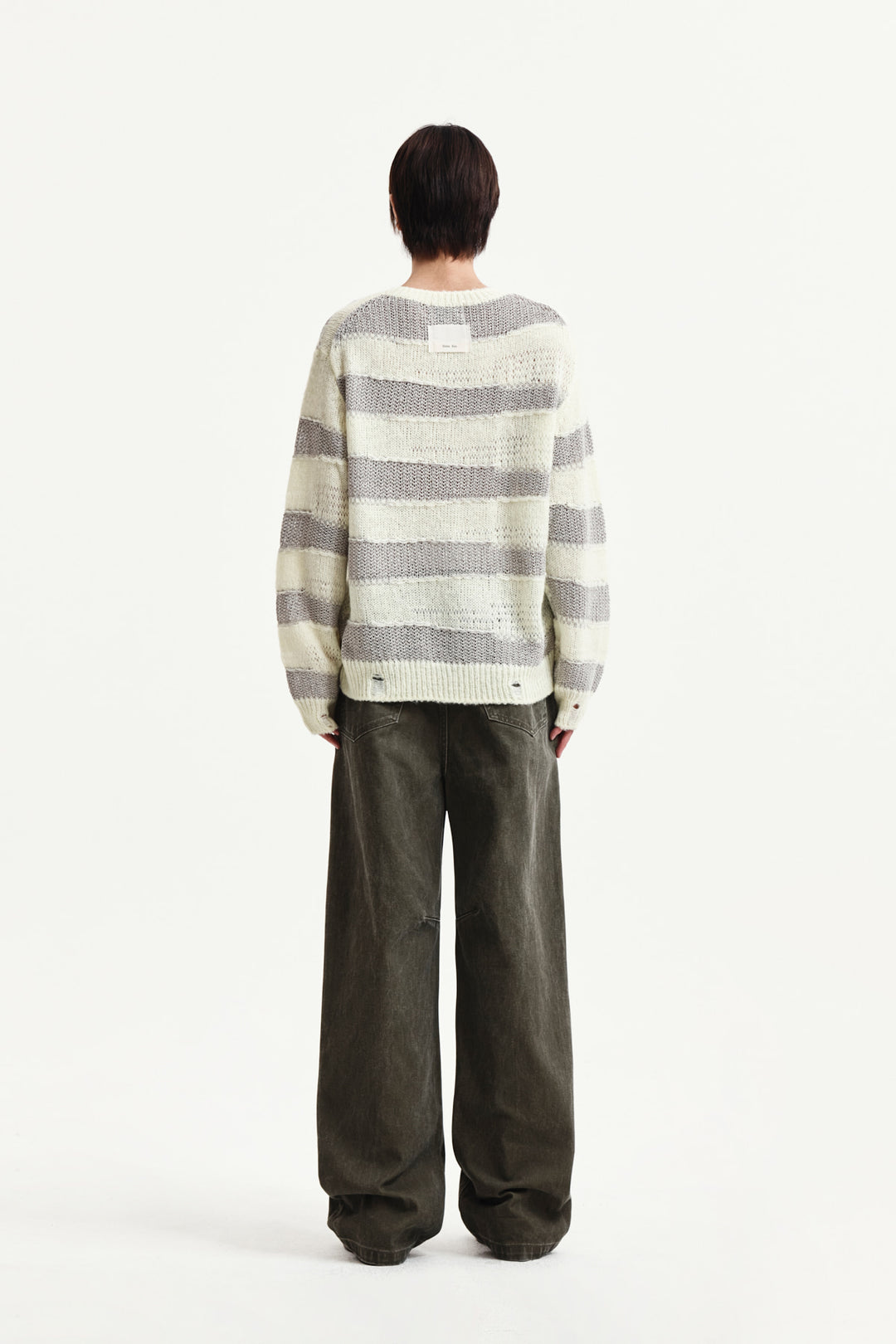 Matin Kim Texture Block Stripe Knit Pullover — Yellow