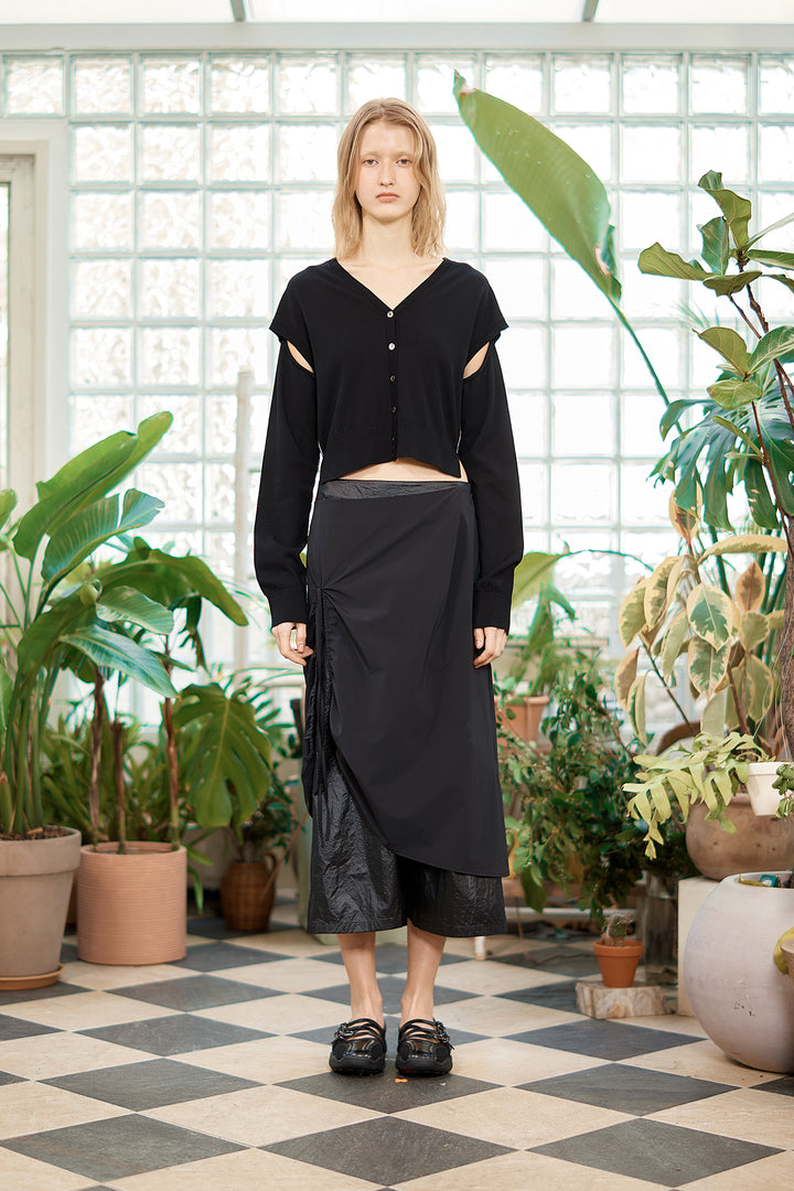 Matin Kim Slit Detail Button Cardigan — Black