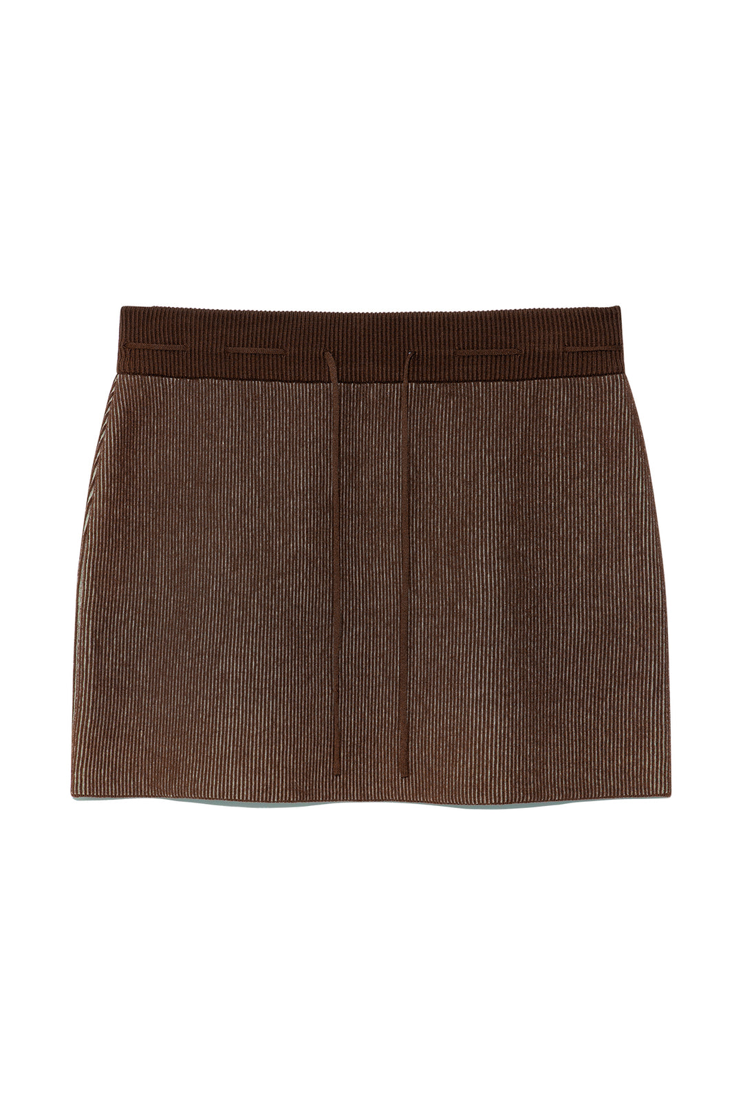 Matin Kim Two Tone Banding Knit Mini Skirt — Brown