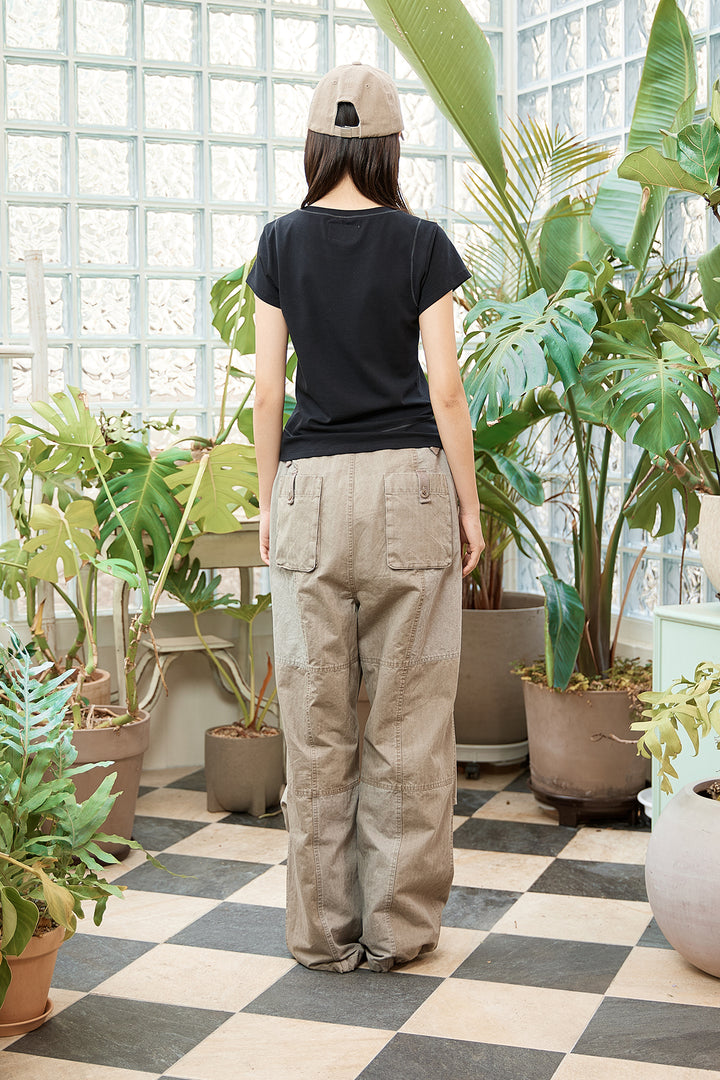 Matin Kim Patch Point Washed Cotton Pants — Brown