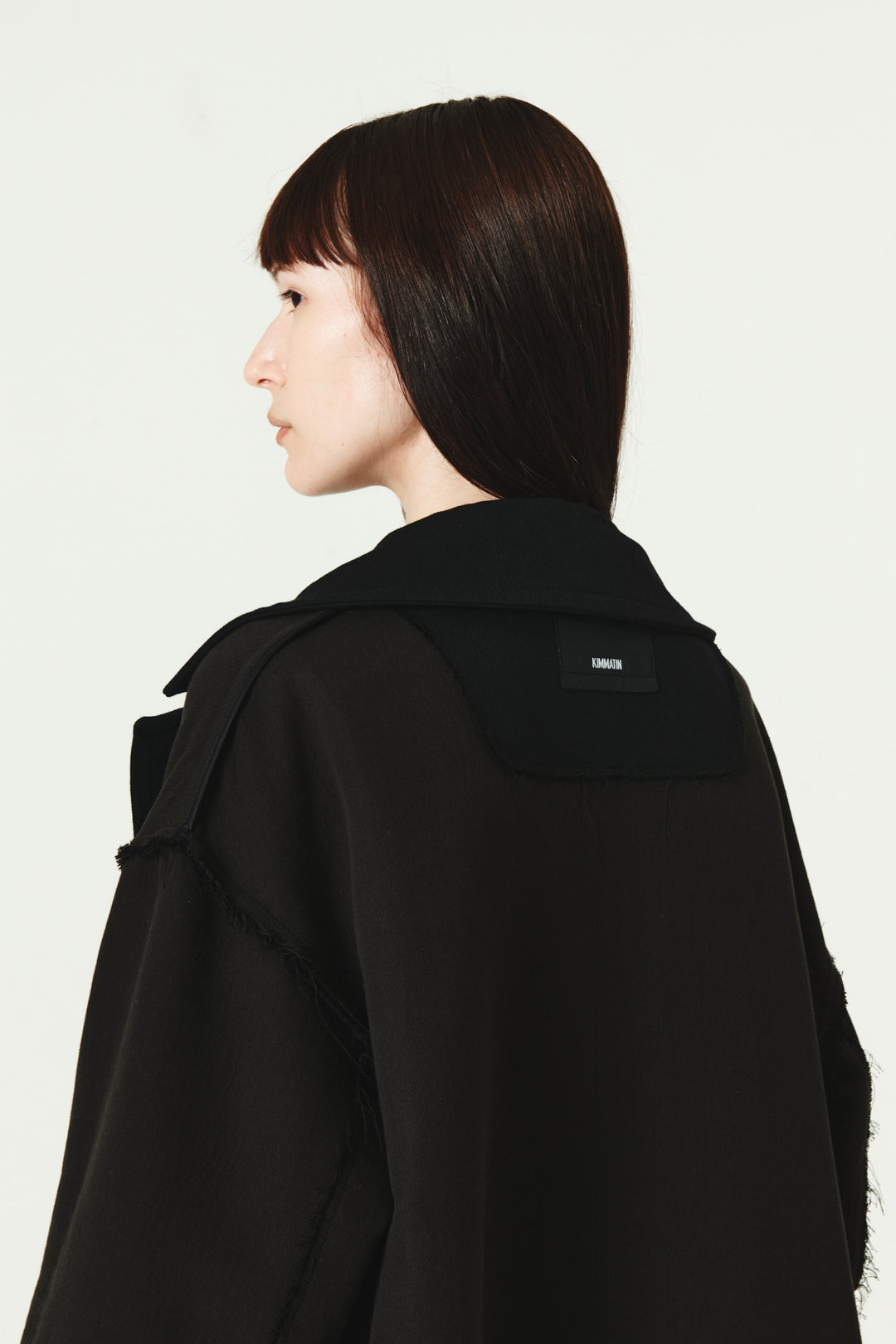 KIMMATIN Reversible Wool Cotton Oversized Coat — Black