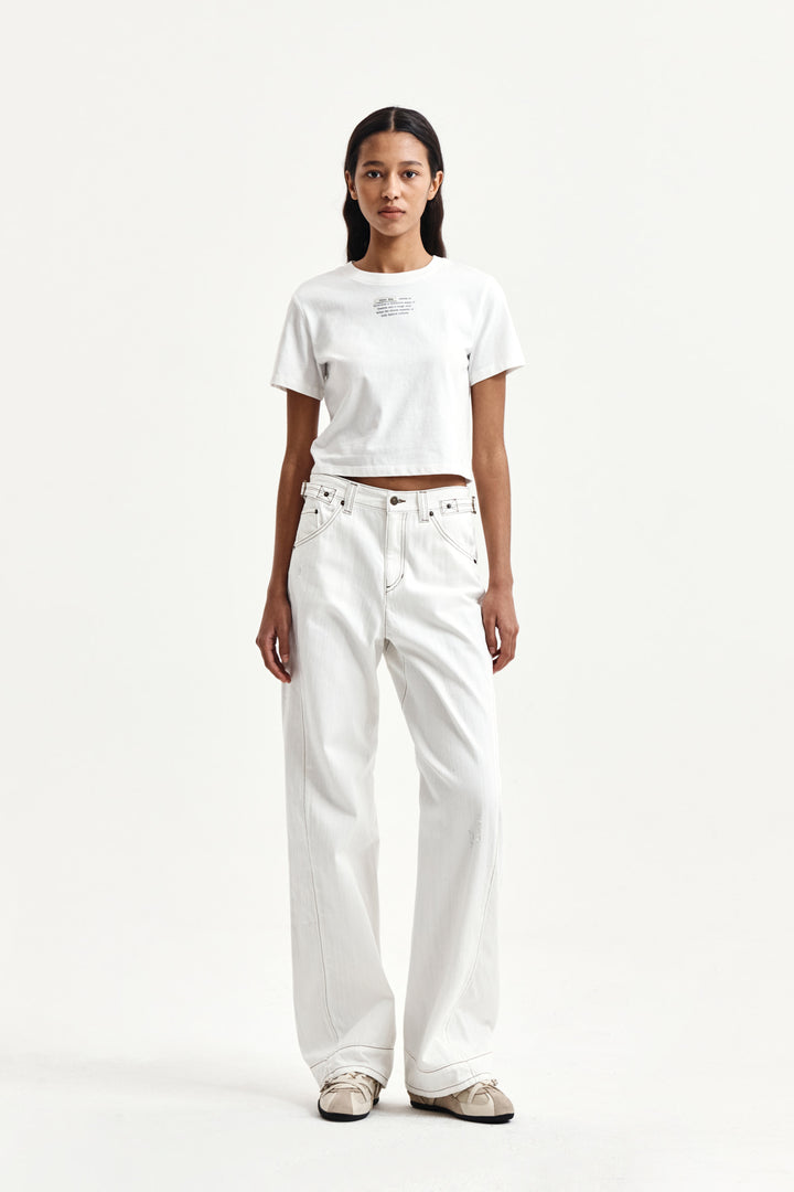 Matin Kim Label Point Lettering Crop Top — White