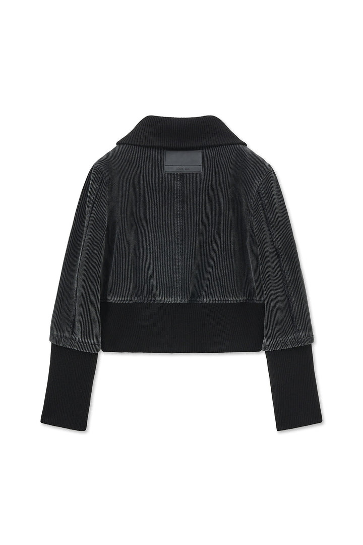 Matin Kim Washed Corduroy Bomber Jumper — Black