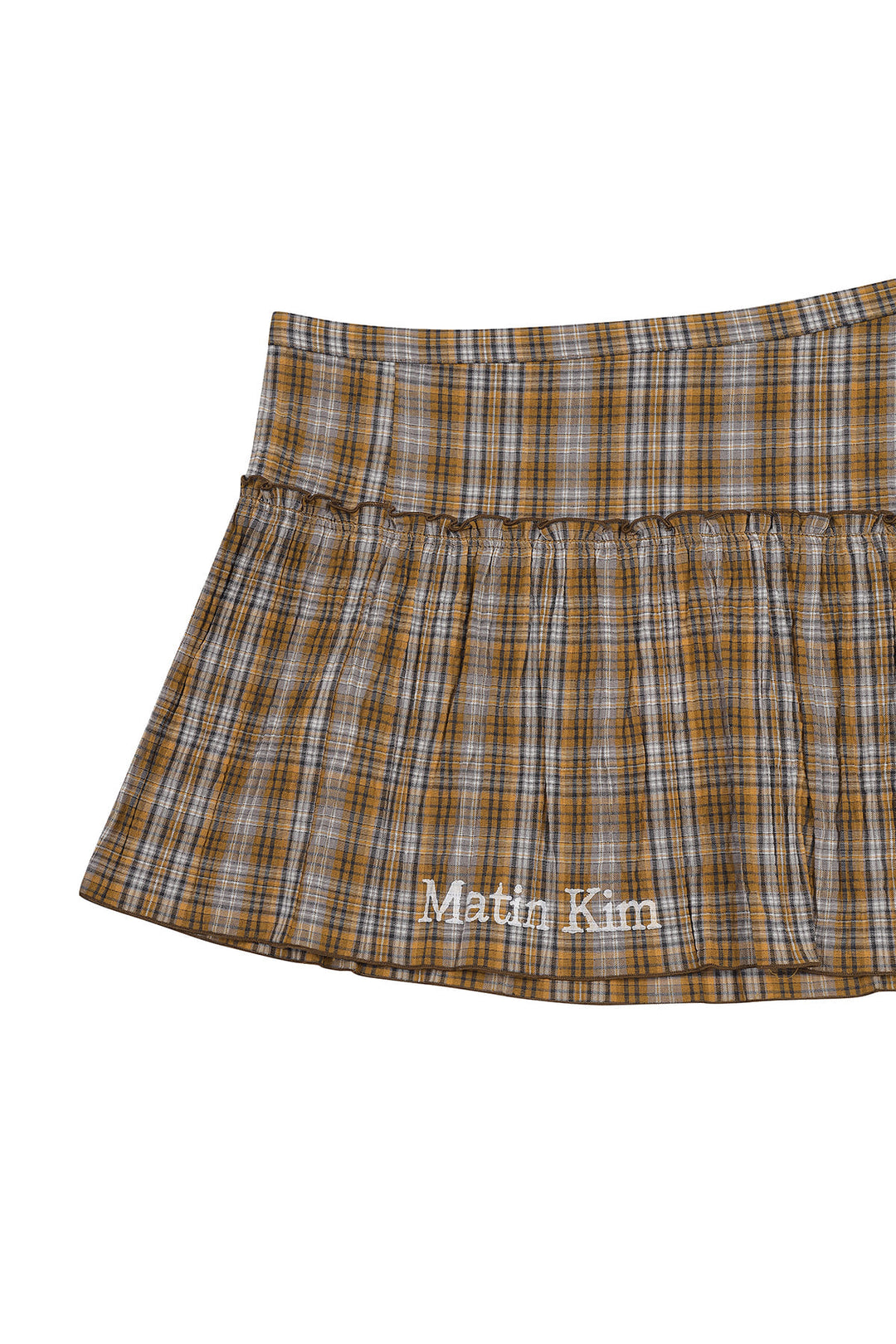 Matin Kim Check Layered Skirt — Orange