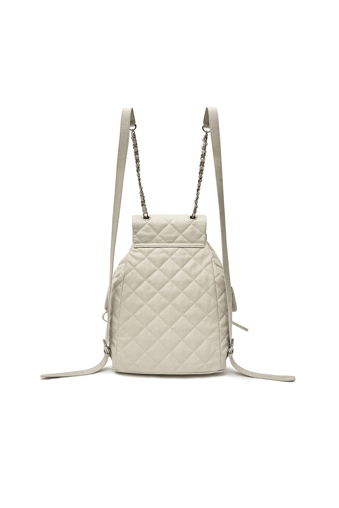 Matin Kim Double Pocket Quilting Backpack — Beige