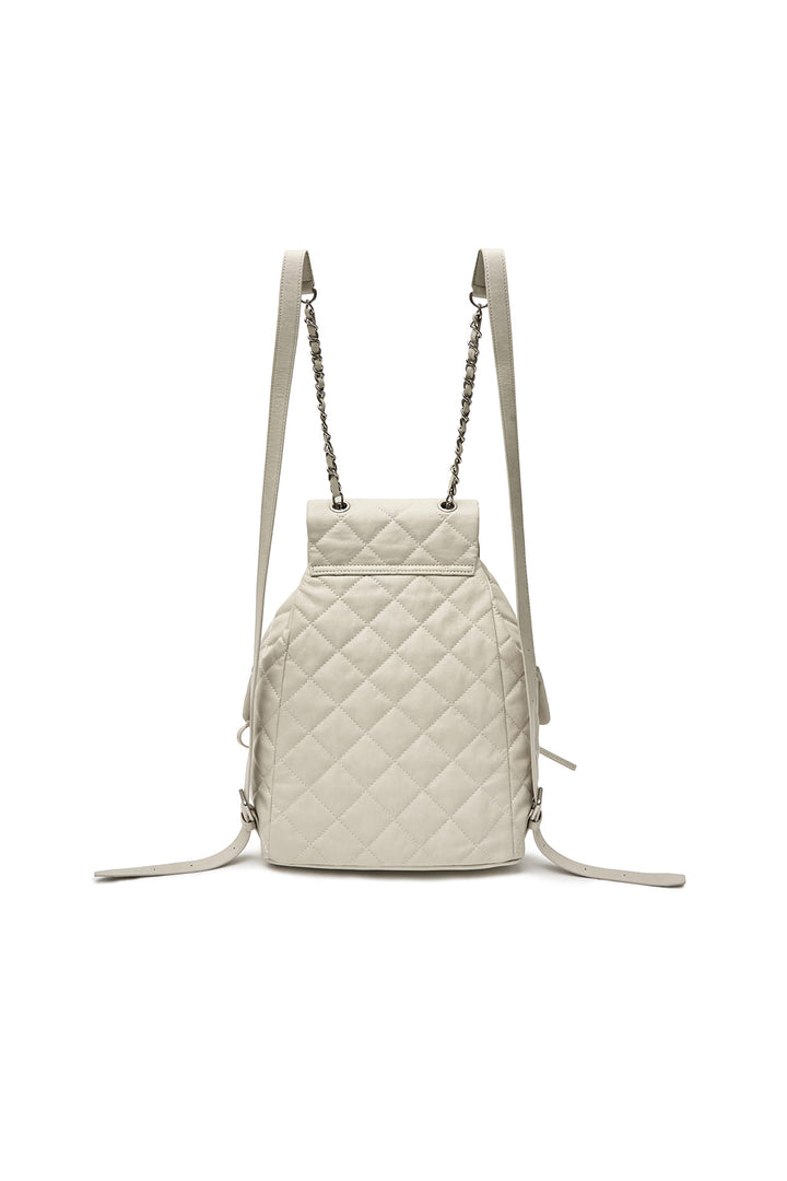 Matin Kim Double Pocket Quilting Backpack — Beige
