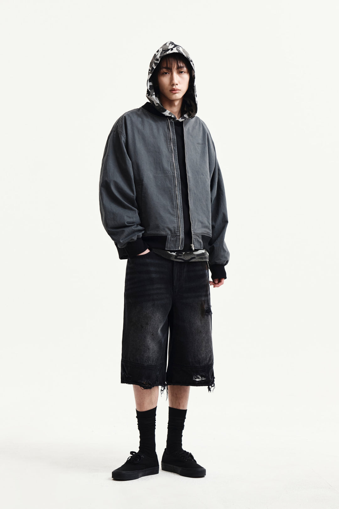 Matin Kim Vintage Washed Back Logo Jumper — Charcoal