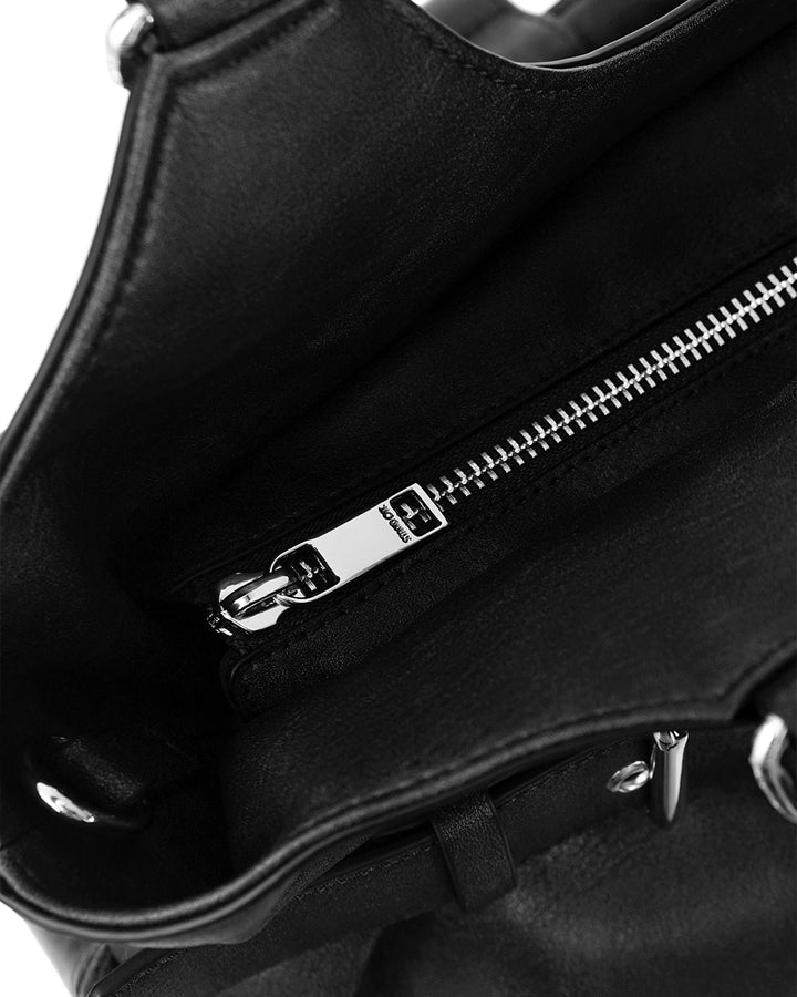 Stand Oil Lene Bag · Wrinkled Leather Crossbody — Black