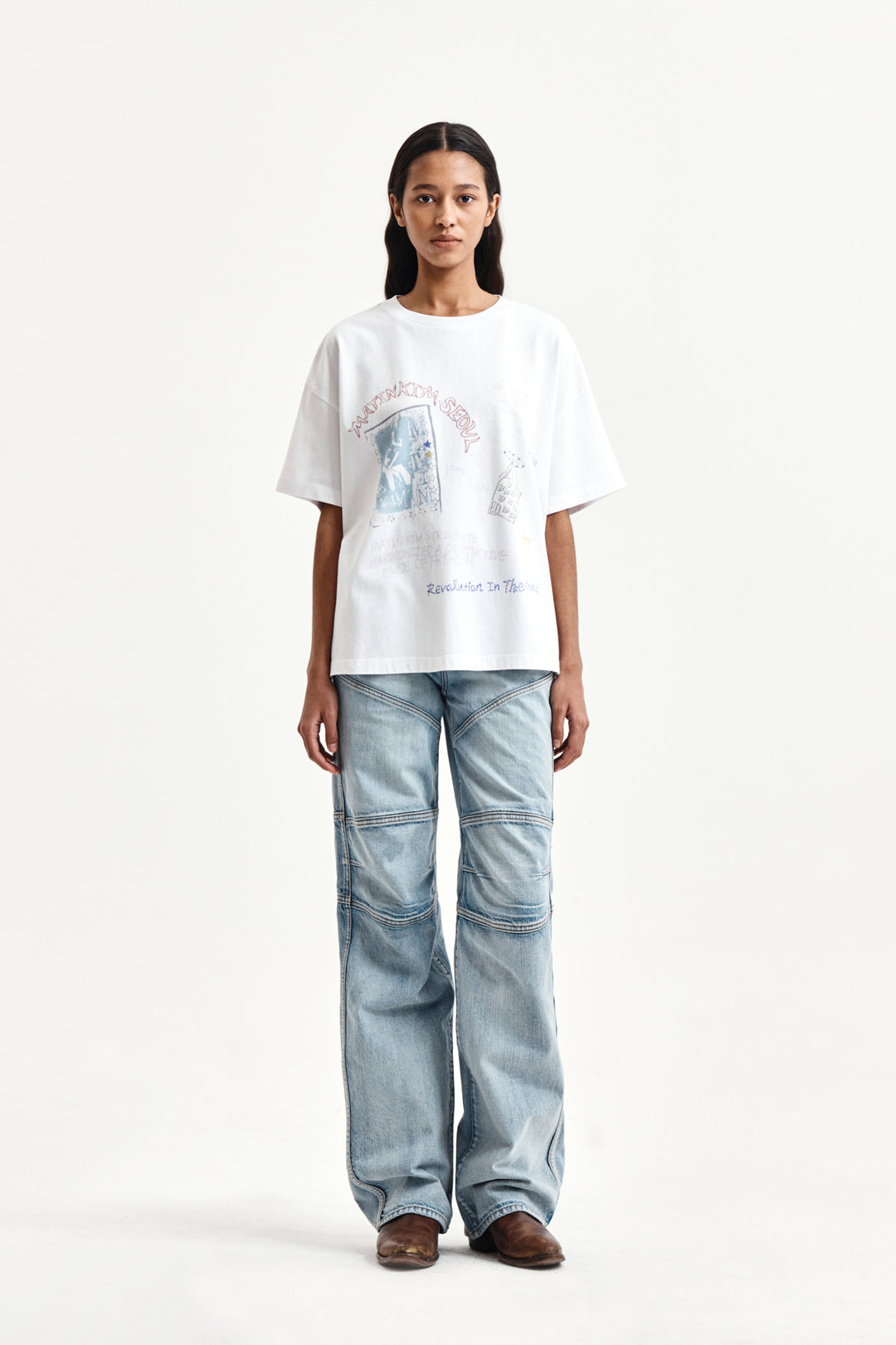 Matin Kim Panel Semi Wide Denim — Light Blue
