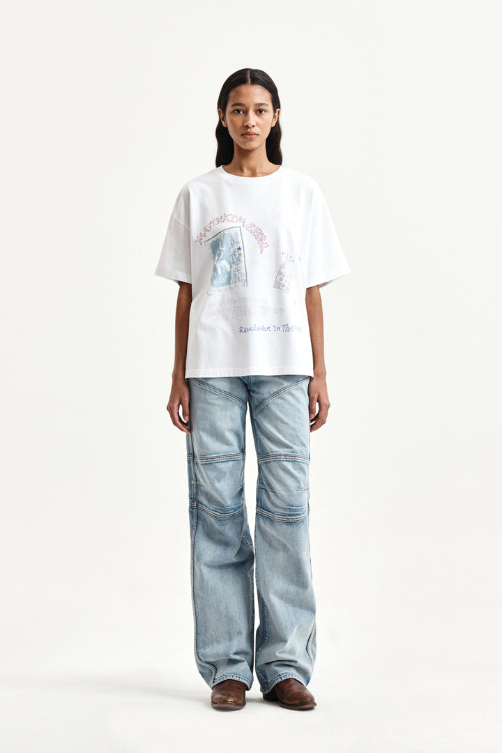 Matin Kim Panel Semi Wide Denim — Light Blue