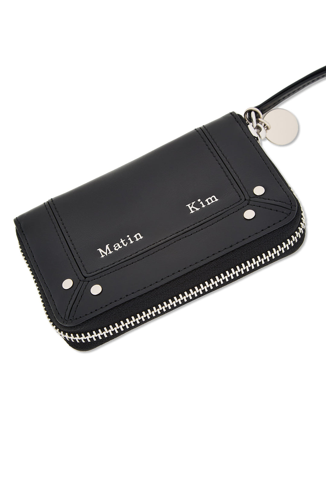 Matin Kim Steel Logo Rivet Compact Wallet — Black