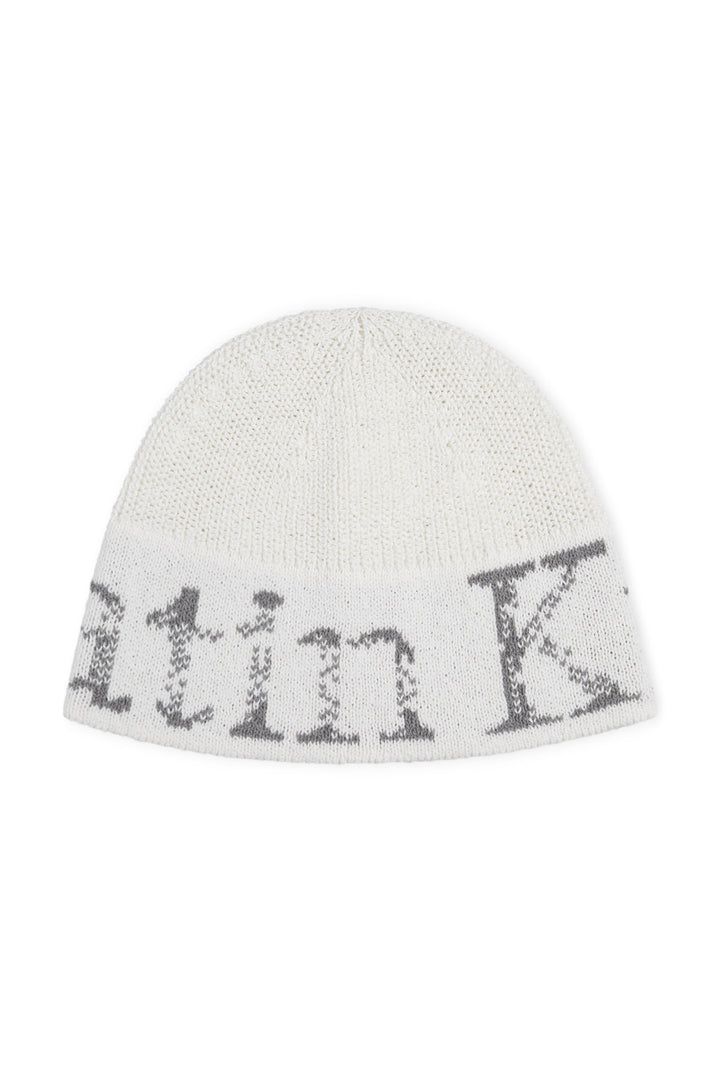 Matin Kim Cracked Logo Light Bucket Beanie — Ivory