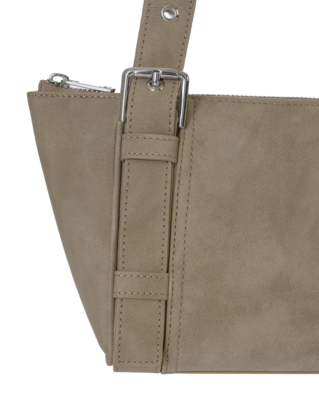 Stand Oil Boat Bag — Glossy Shoulder Crossbody — Taupe