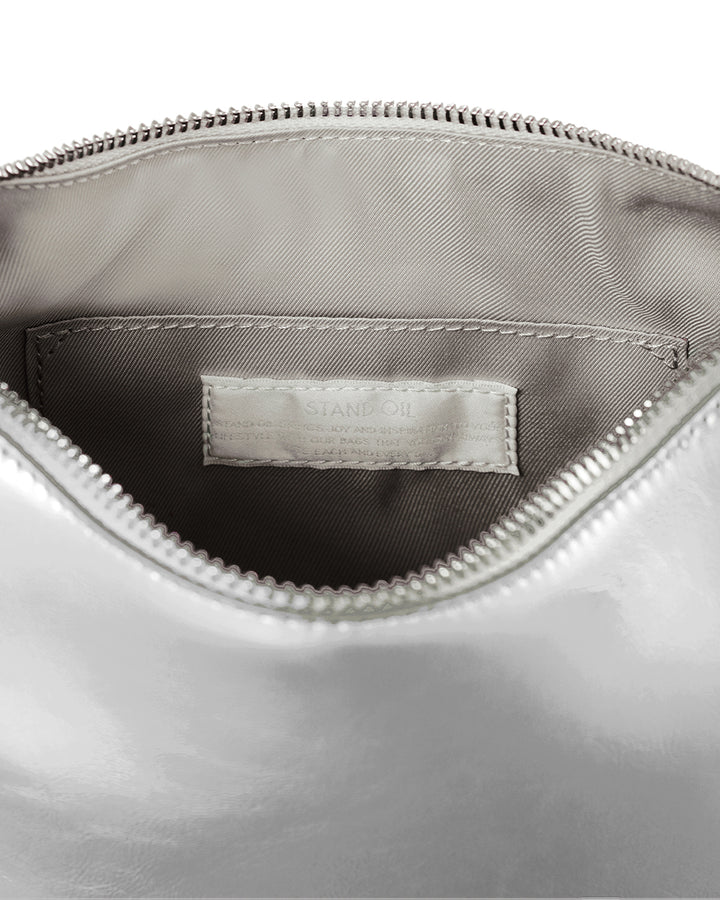 Stand Oil Plump Bag — Glossy Shoulder Crossbody — Silver