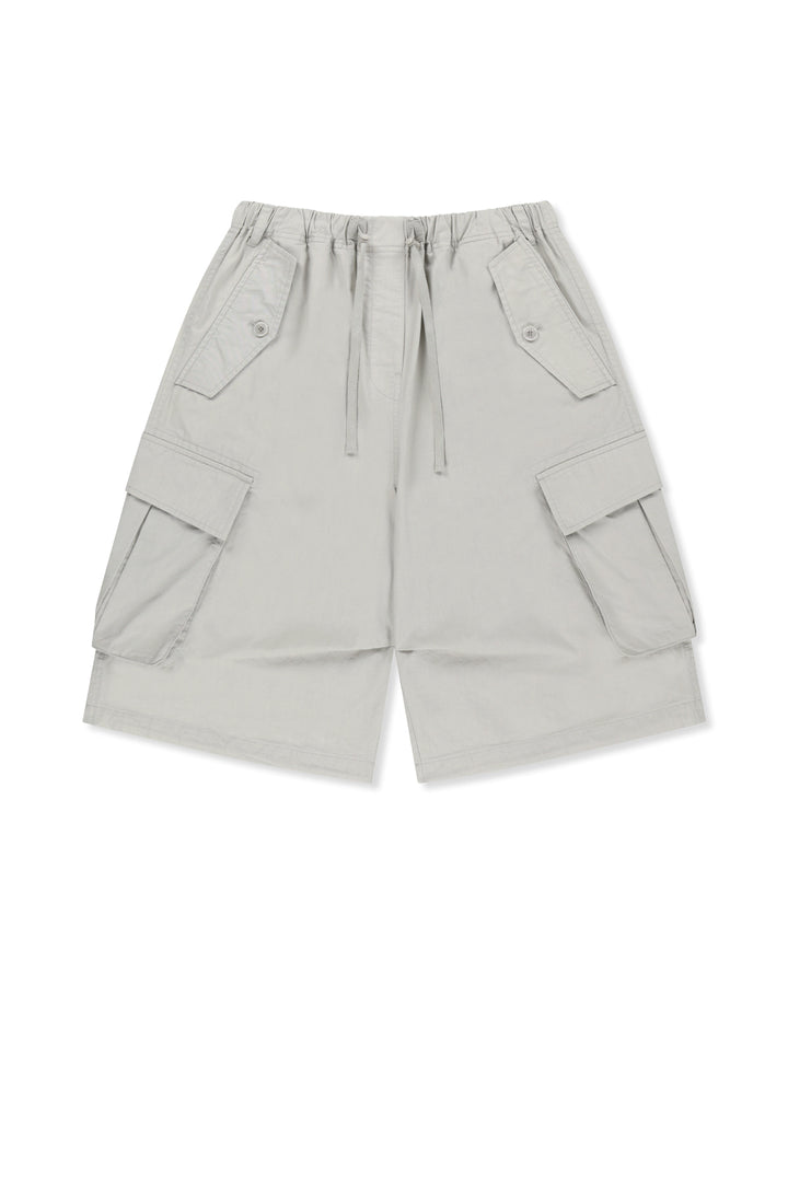 Matin Kim Washed Cotton Patch Pocket Bermudas — Light Grey