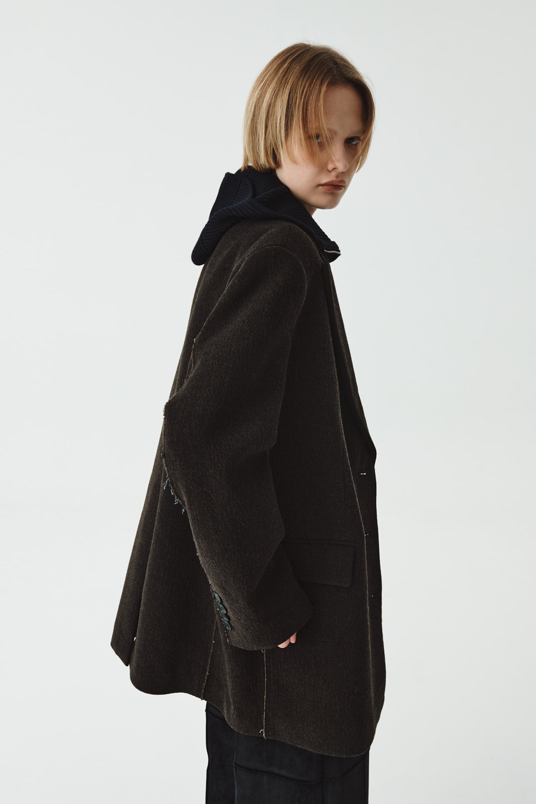 KIMMATIN Overfit Midi Double Coat — Brown