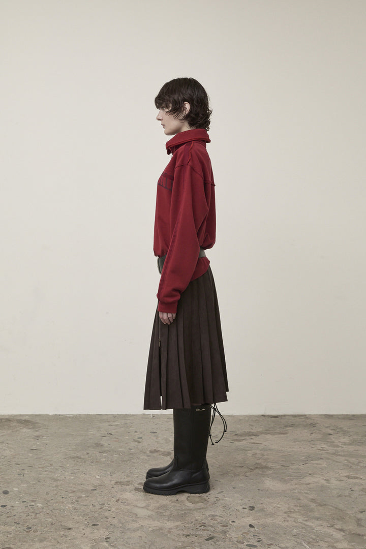 Matin Kim Side Zipper Pleats Midi Skirt — Brown