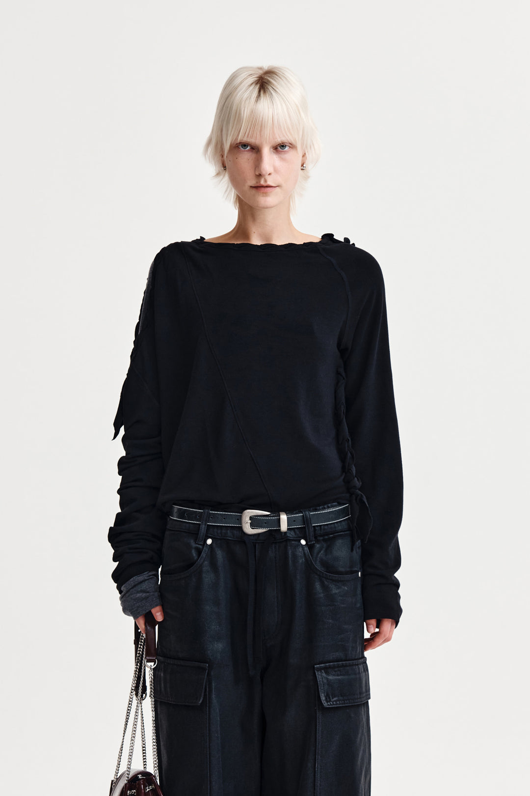 Matin Kim Weaving Long Sleeve Top — Black