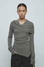 KIMMATIN Off-Shoulder Detail Top — Gray