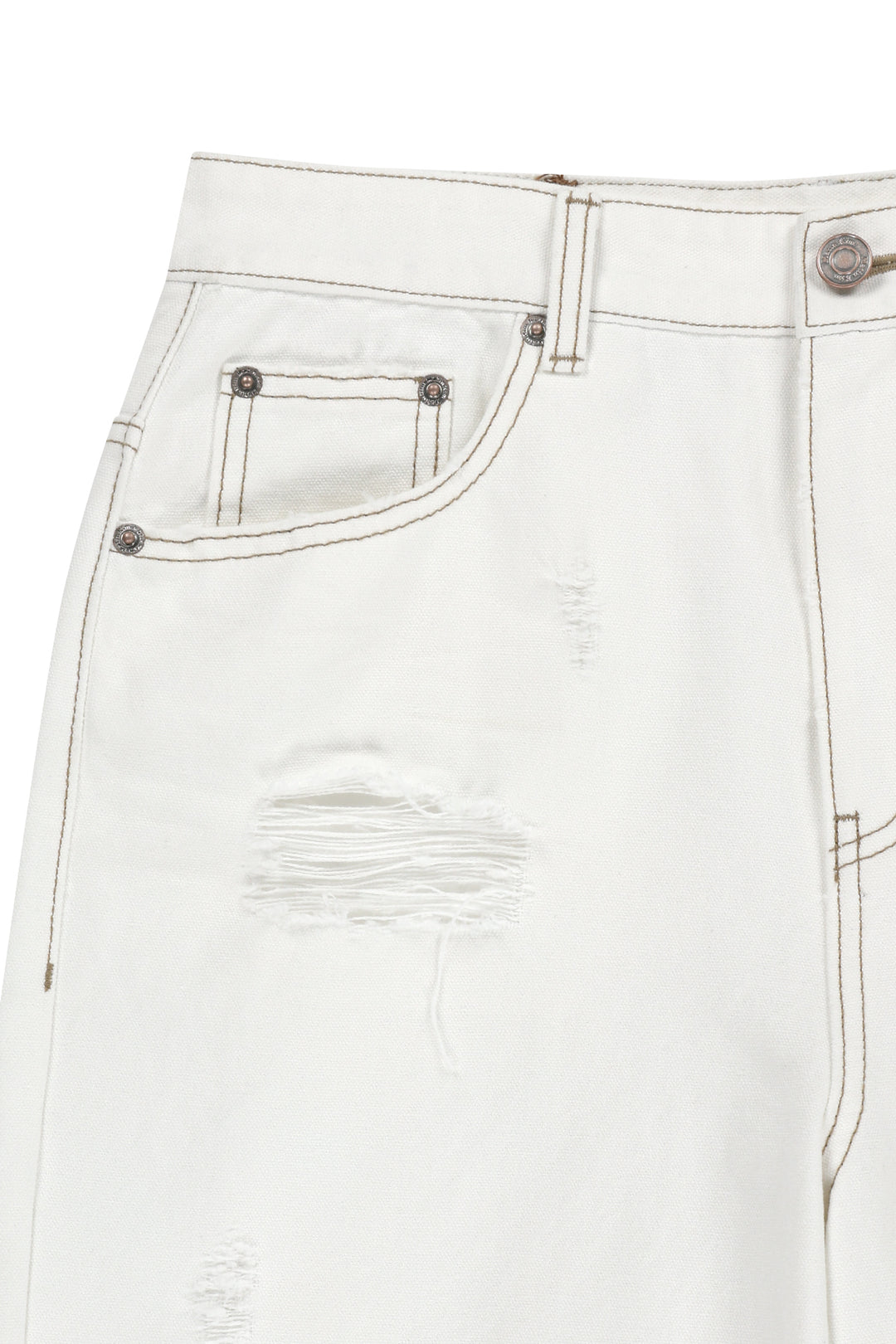 Matin Kim Destroyed Color Dyeing Denim — White