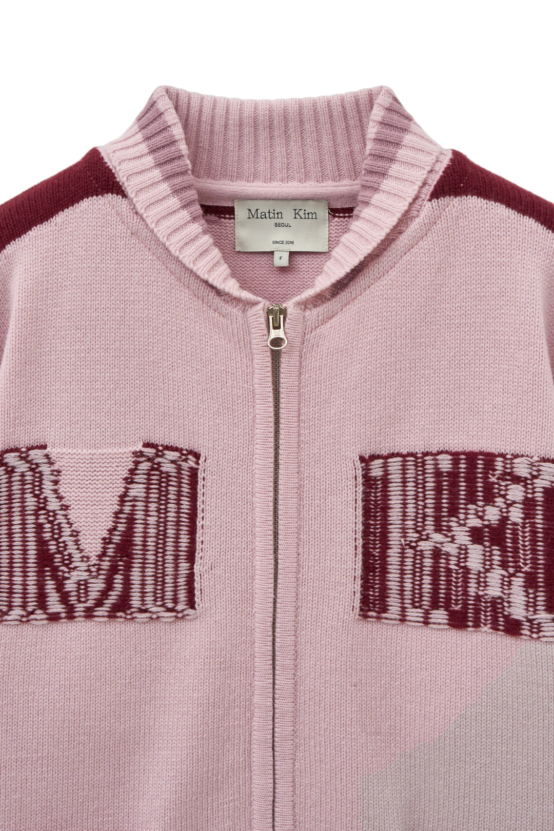 Matin Kim Initial Knit Zip Up — Pink