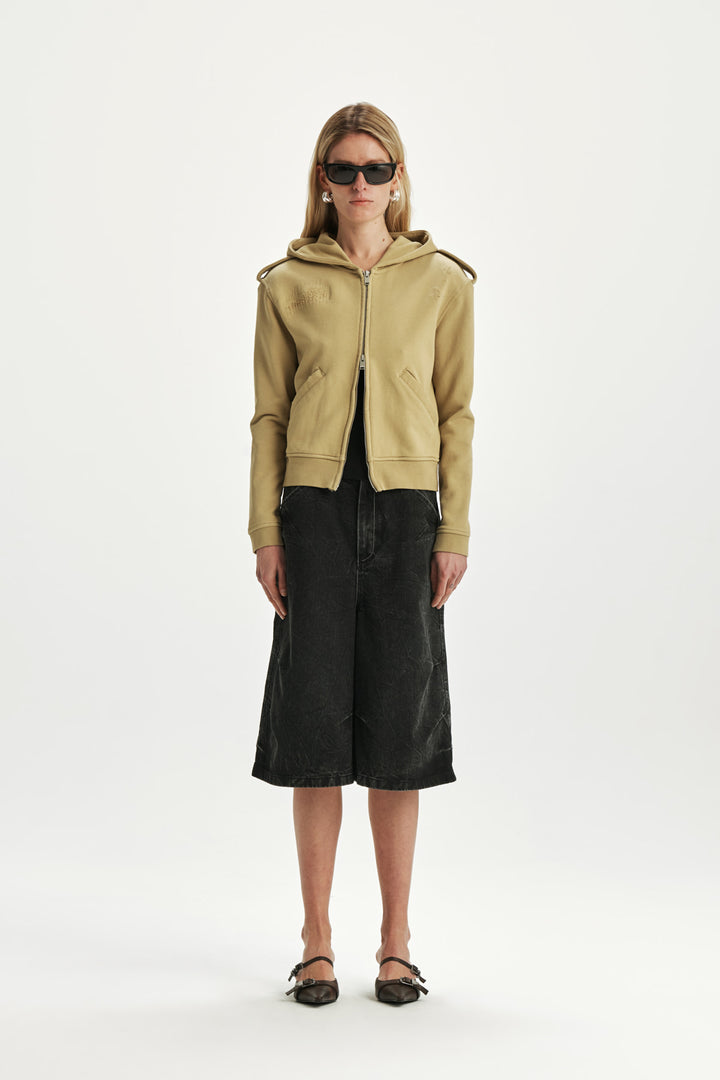 KIMMATIN Damage Point Hoody Zip Up — Olive