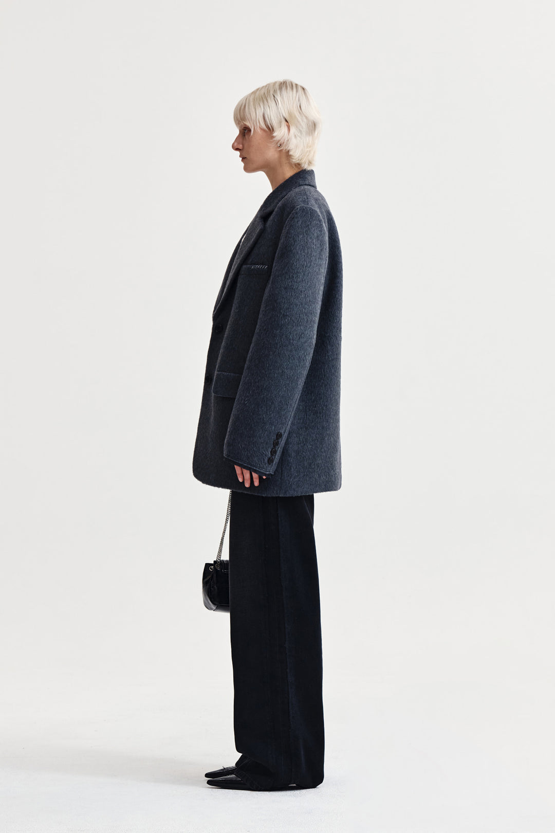 Matin Kim Hairy Overfit Stitch Single Jacket — Gray