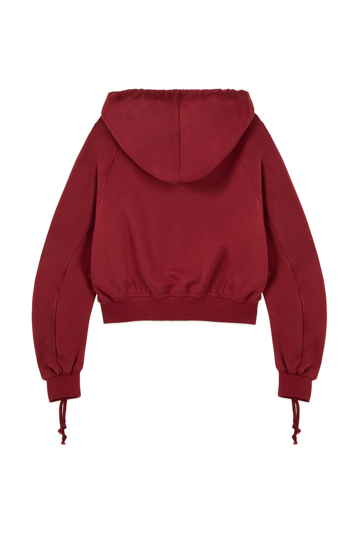 Matin Kim Sleeve String Detail Zip Hoody — Red