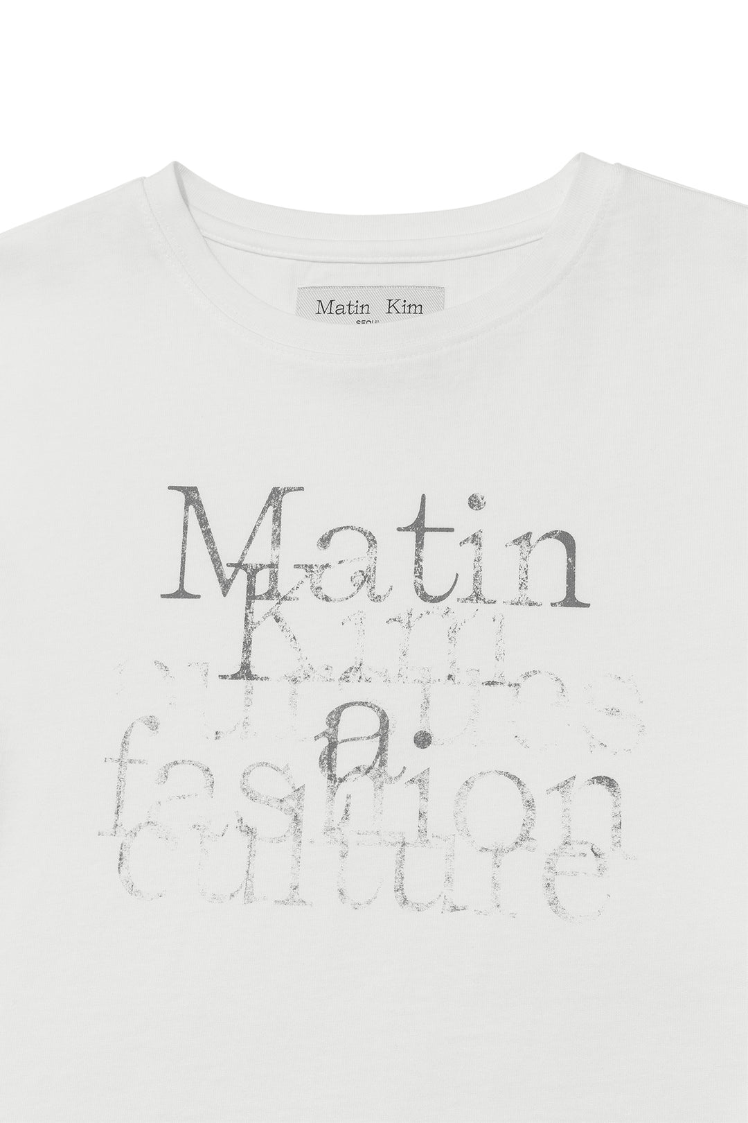 Matin Kim Dusty Typo Graphic Crop Top — White