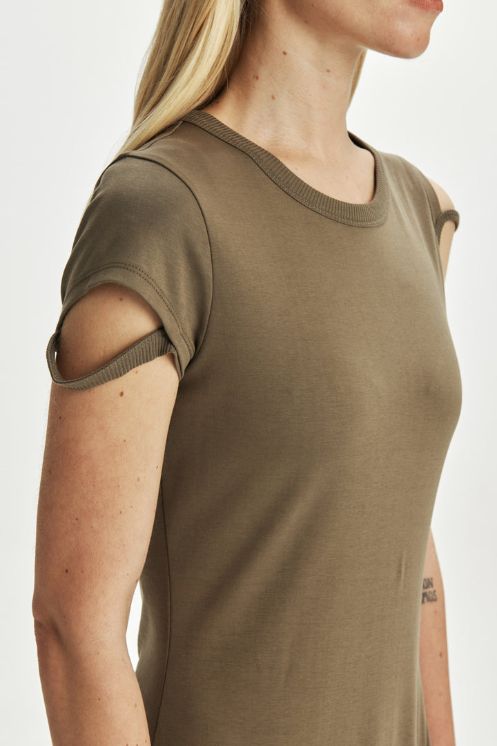KIMMATIN Strap Point Maxi Dress — Khaki