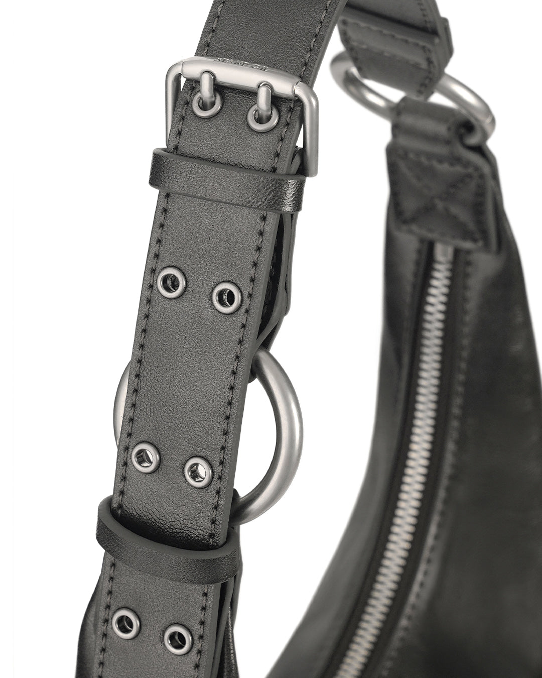 Stand Oil Tovi Bag — Half-Moon Tote — Metallic Gray
