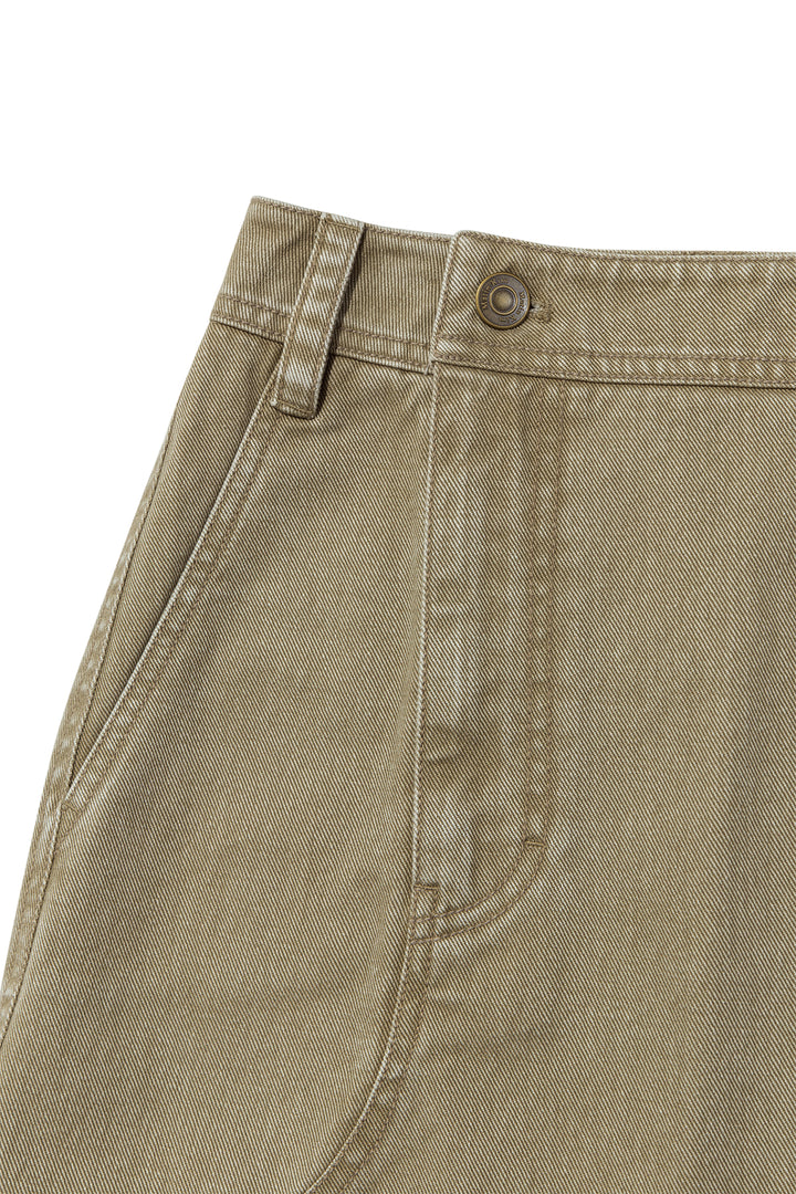 Matin Kim Side Pocket Point Midi Skirt — Khaki