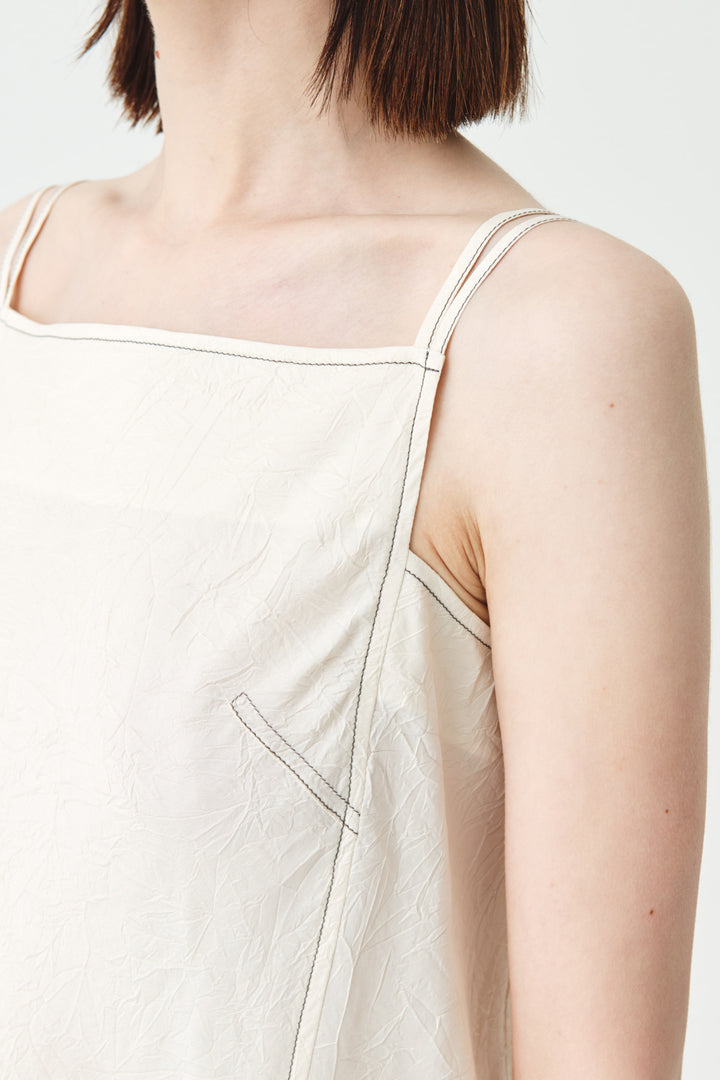 KIMMATIN Square Neck Crinkle Sleeveless — Ivory