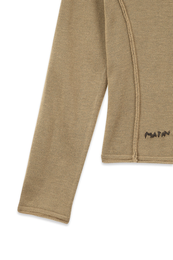 Matin Kim Button Hoody Raglan Knit — Khaki