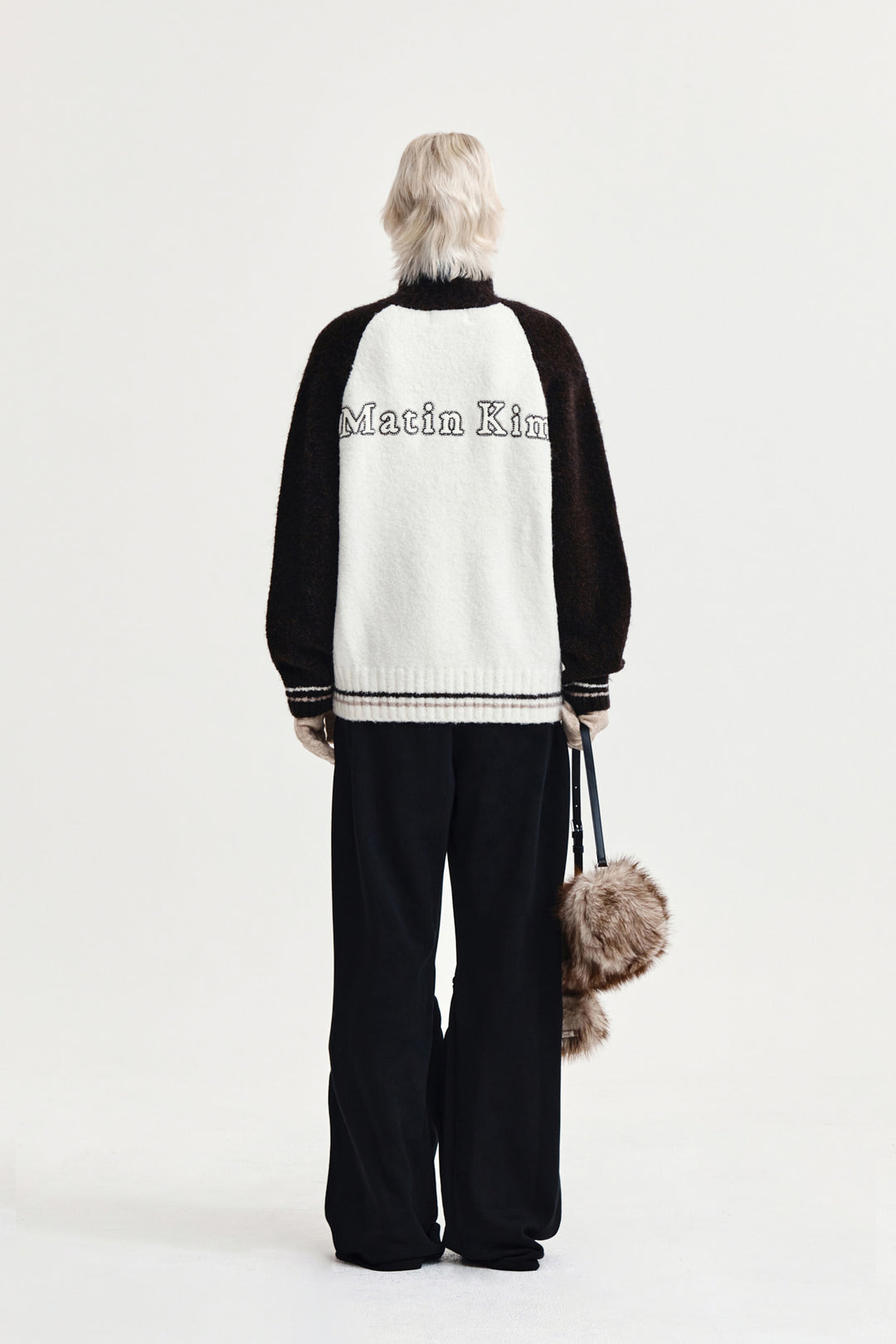 Matin Kim High Neck Raglan Zip Knit — Brown