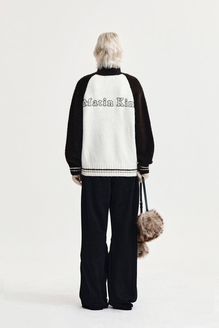 Matin Kim High Neck Raglan Zip Knit — Brown
