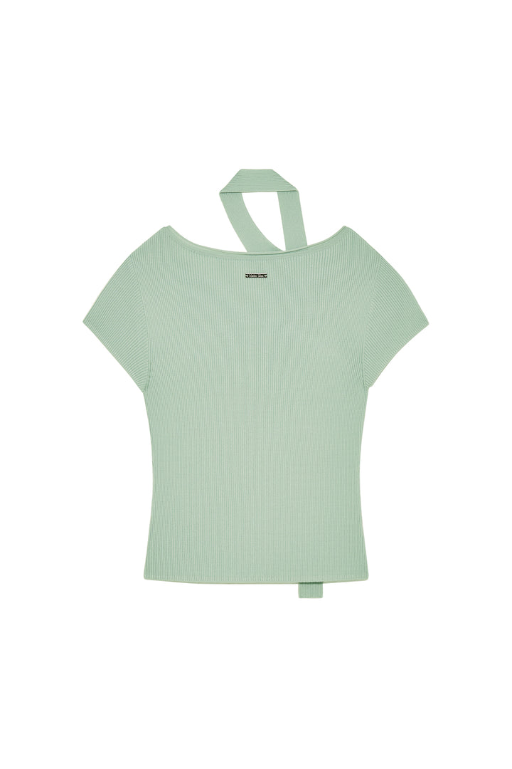 Matin Kim Scarf Point Knit Top — Mint